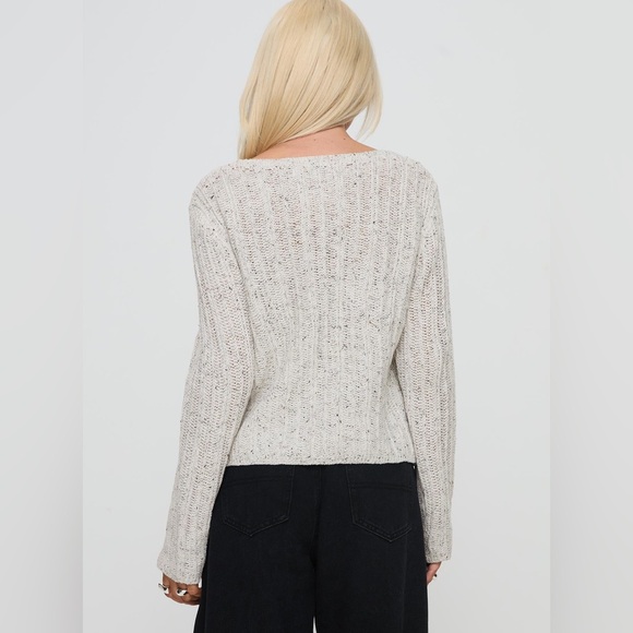 Princess Polly Lenker Knit Split Front Jumper in Grey Offset Button Cardigan NWT - Picture 3 of 14